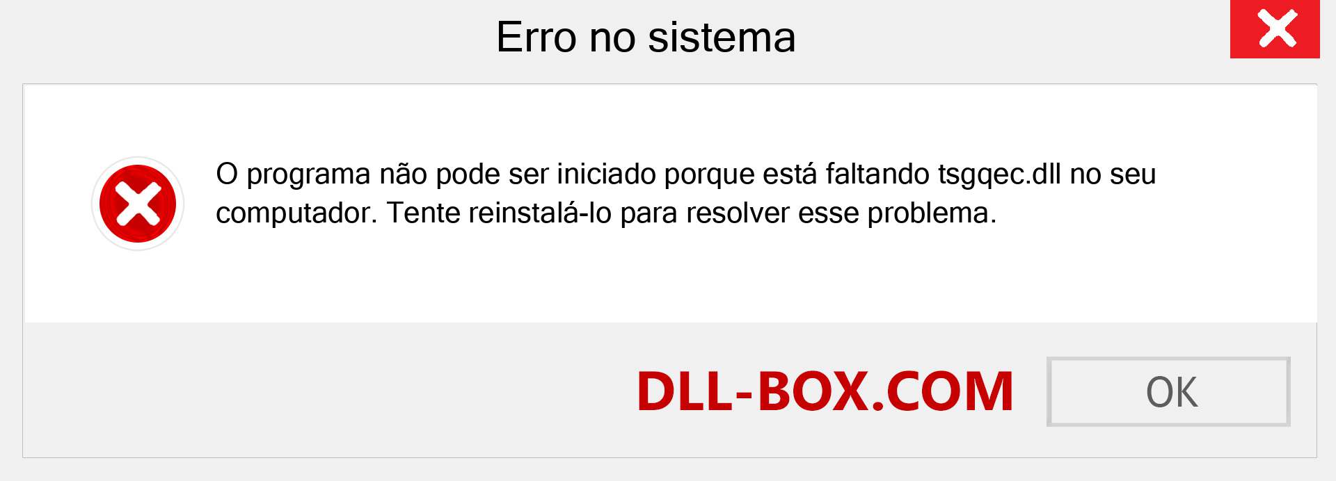 Arquivo tsgqec.dll ausente ?. Download para Windows 7, 8, 10 - Correção de erro ausente tsgqec dll no Windows, fotos, imagens